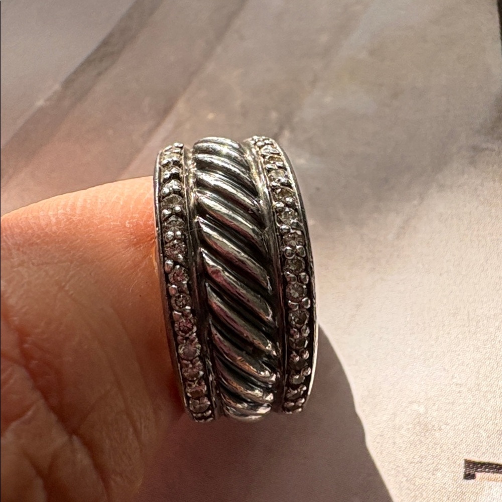 DAVID YURMAN STERLING SILVER AND DIAMOND RING